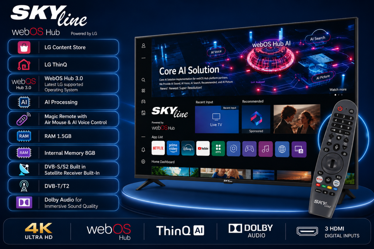 ⁦تلفزيون سكاي لاين 55 بوصة بدون اطار 4K UHD بنظام webOS برسيفر داخلي⁩ - الصورة ⁦3⁩